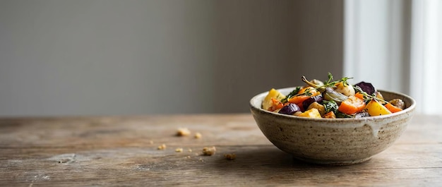 Miska z jedzeniem na stole